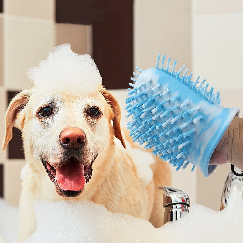 2-in-1 Dog Paw Washer & Grooming Brush – Silicone Bath Scrubber