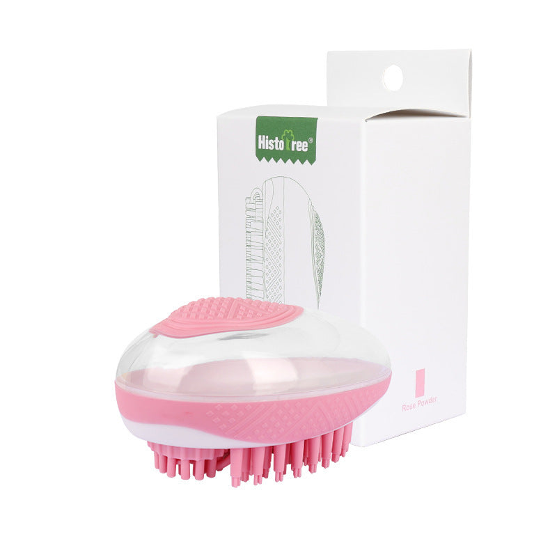 2-in-1 Pet Bath Brush with Shampoo Dispenser – Soft Silicone Groomer