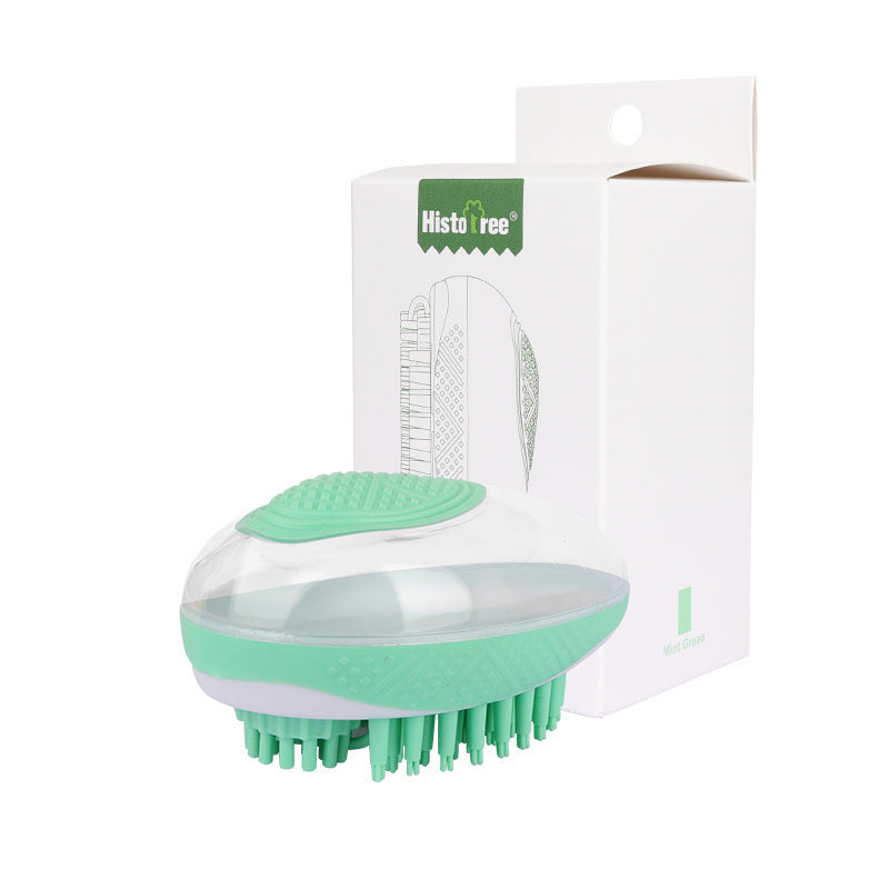 2-in-1 Pet Bath Brush with Shampoo Dispenser – Soft Silicone Groomer