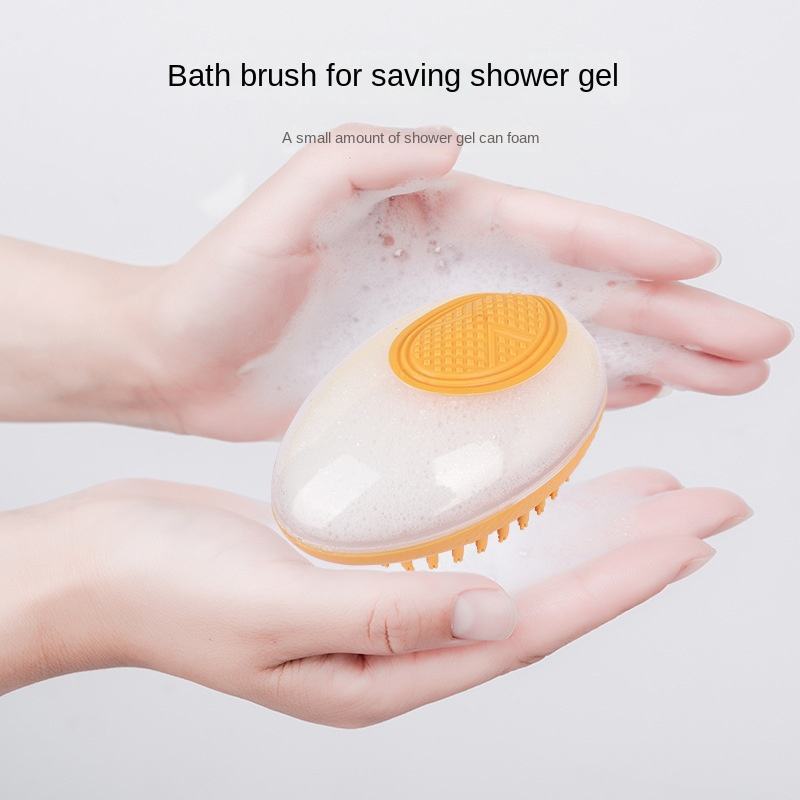 2-in-1 Pet Bath Brush with Shampoo Dispenser – Soft Silicone Groomer
