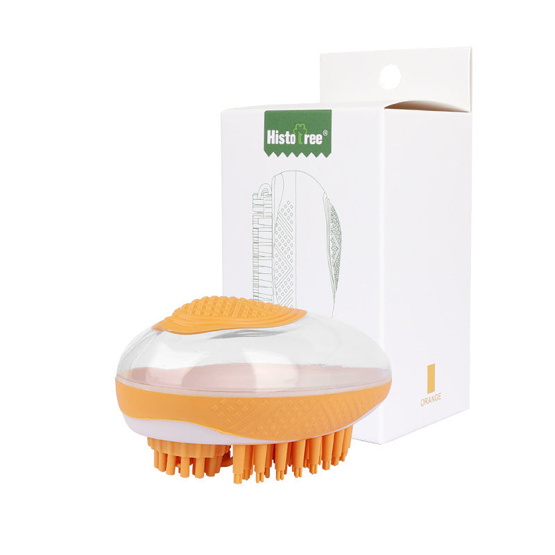 2-in-1 Pet Bath Brush with Shampoo Dispenser – Soft Silicone Groomer