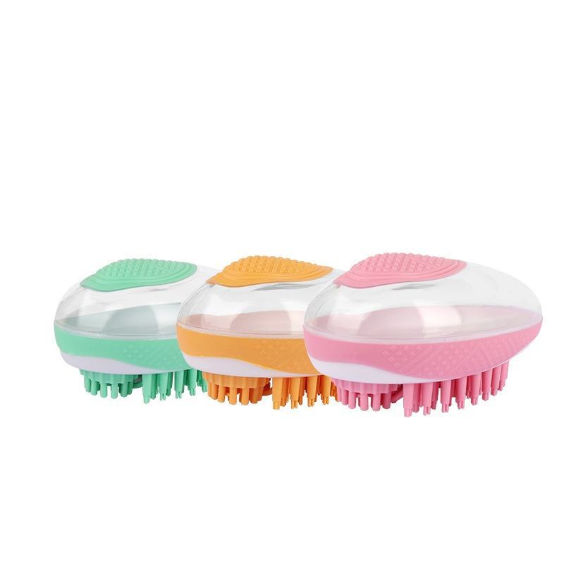 2-in-1 Pet Bath Brush with Shampoo Dispenser – Soft Silicone Groomer