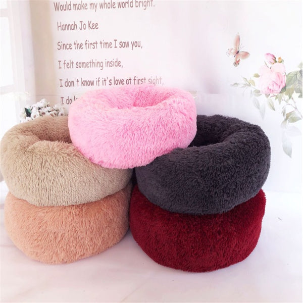 Ultra-Soft Calming Pet Bed – Fluffy Donut for Cats & Dogs (All Sizes)