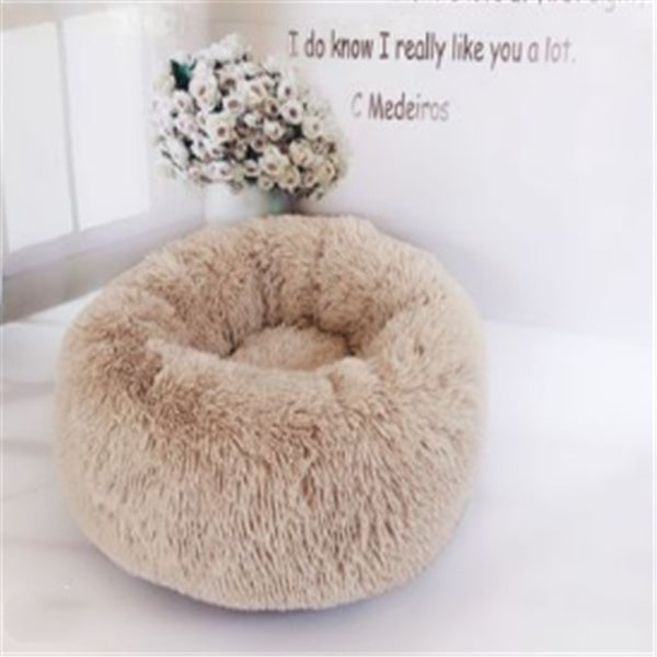 Ultra-Soft Calming Pet Bed – Fluffy Donut for Cats & Dogs (All Sizes)