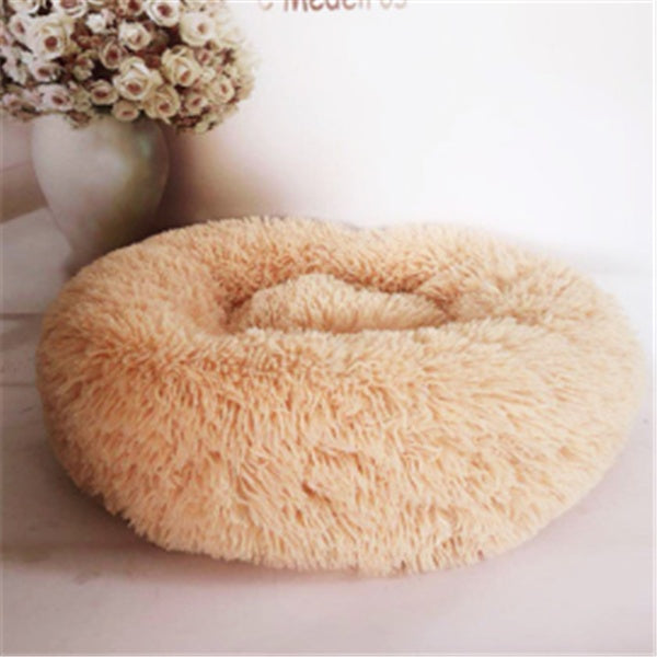 Ultra-Soft Calming Pet Bed – Fluffy Donut for Cats & Dogs (All Sizes)