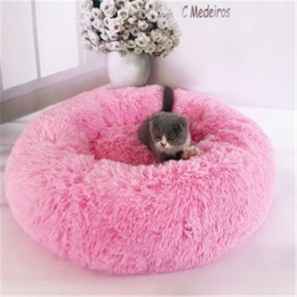 Ultra-Soft Calming Pet Bed – Fluffy Donut for Cats & Dogs (All Sizes)