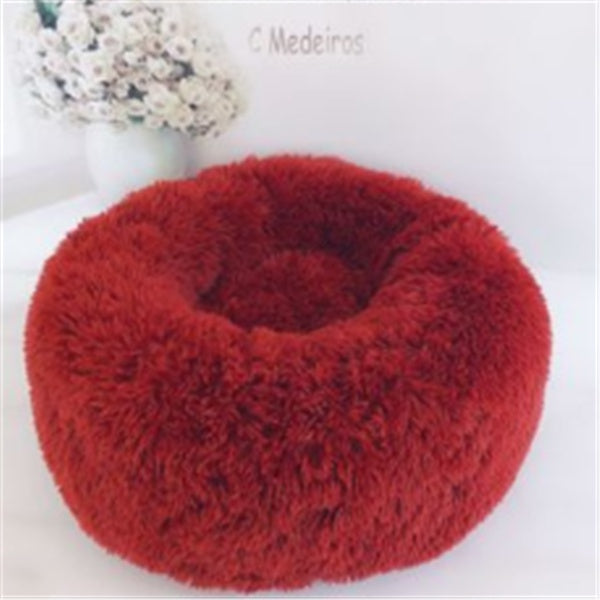 Ultra-Soft Calming Pet Bed – Fluffy Donut for Cats & Dogs (All Sizes)