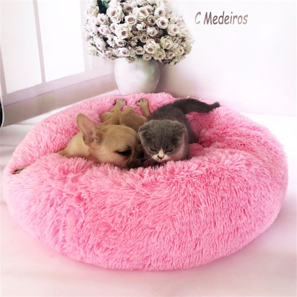 Ultra-Soft Calming Pet Bed – Fluffy Donut for Cats & Dogs (All Sizes)