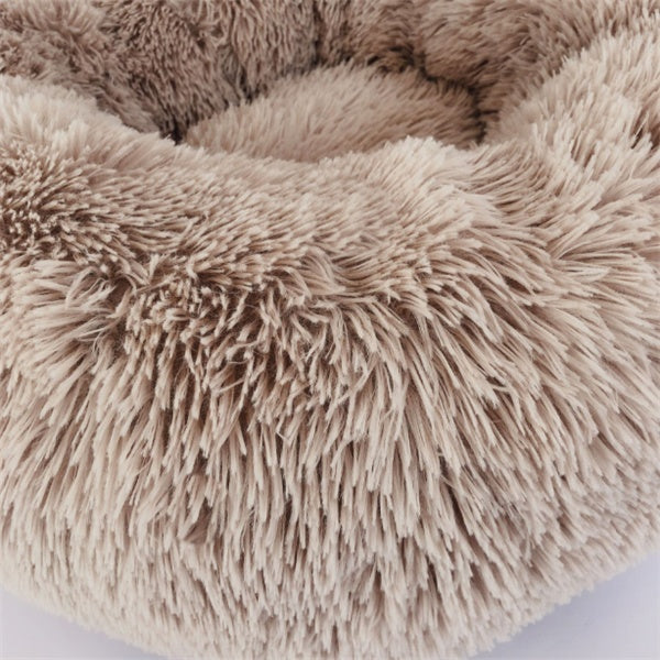 Ultra-Soft Calming Pet Bed – Fluffy Donut for Cats & Dogs (All Sizes)