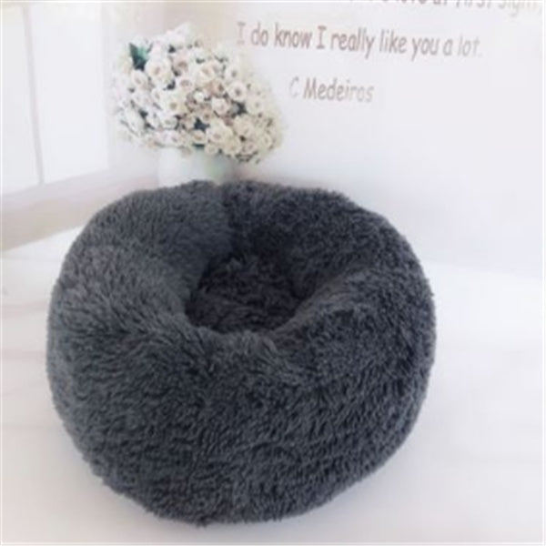 Ultra-Soft Calming Pet Bed – Fluffy Donut for Cats & Dogs (All Sizes)