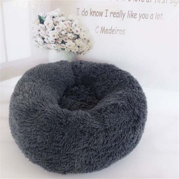 Ultra-Soft Calming Pet Bed – Fluffy Donut for Cats & Dogs (All Sizes)